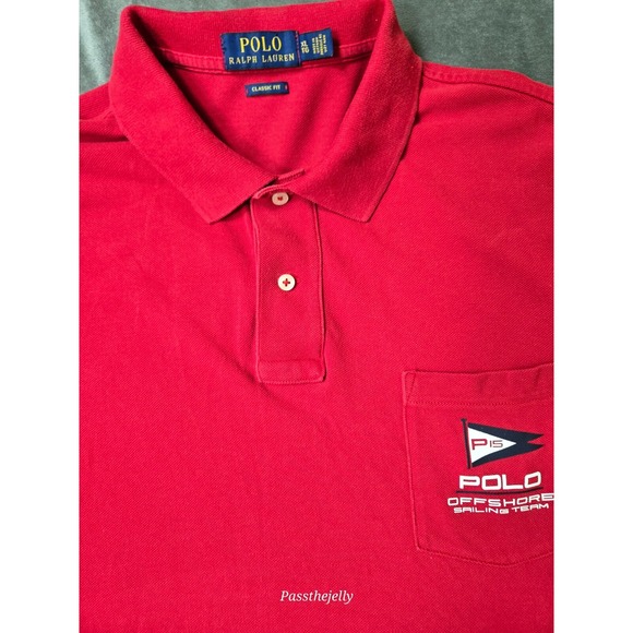 Polo Ralph Lauren Shirt Mens Extra Large P-15 Offshore Sailing Team Pocketed Red - Picture 5 of 12